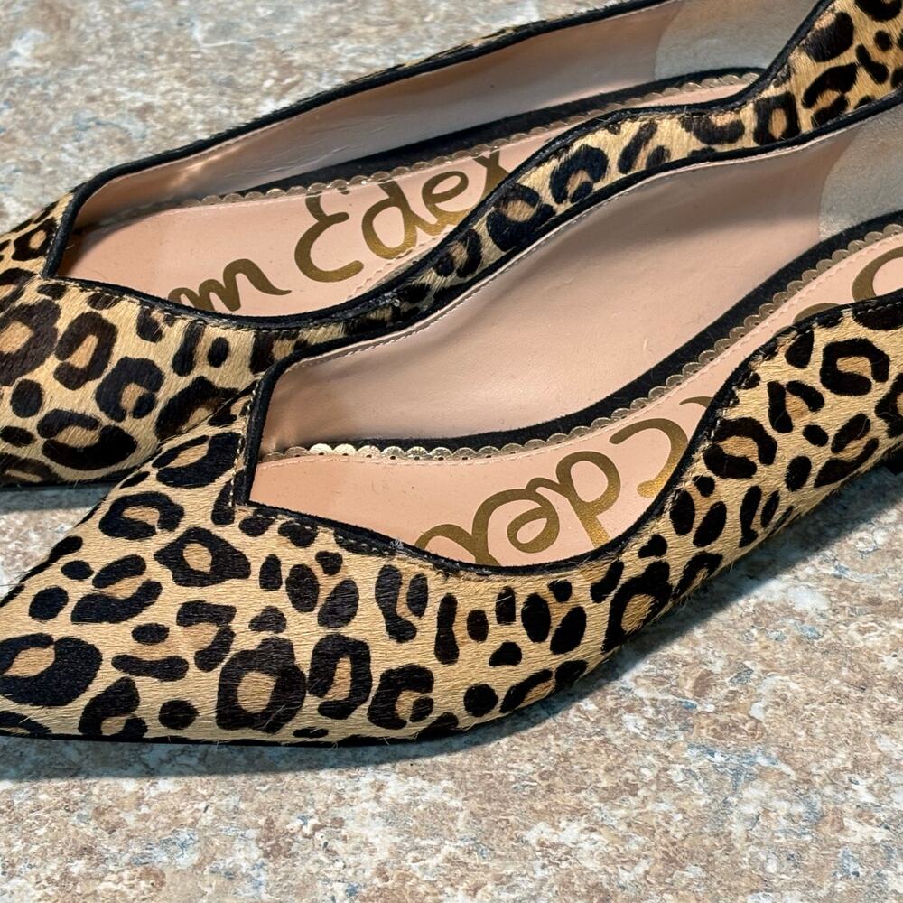 Sam Edelman Riza Leopard Print Pointed Toe Classic Preppy Ballet Flats Size 5.5 - Picture 3 of 12